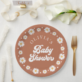 Daisy Retro Gender Neutrale Baby shower Papieren Bordje