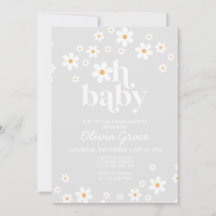 Daisy Retro Gray Floral Baby shower