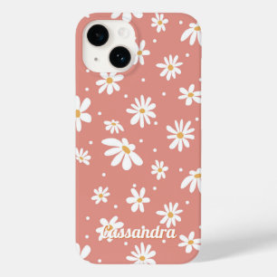 Daisy Retro Hippie 1960s Floral Pink Sinaasappel Case-Mate iPhone 14 Hoesje