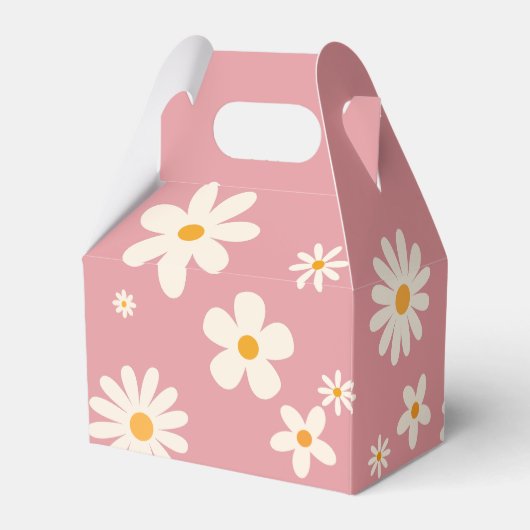 Daisy retro roze baby shower boho bedankdoosjes (Achterkant)