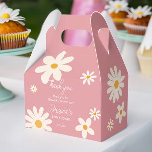 Daisy retro roze baby shower boho bedankdoosjes