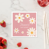 Daisy retro roze baby shower boho servet (Insitu)