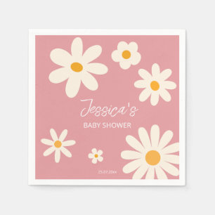 Daisy retro roze baby shower boho servet