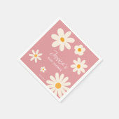 Daisy retro roze baby shower boho servet (Hoek)