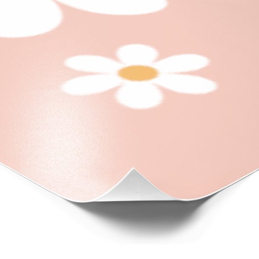 Daisy Retro Roze eerste verjaardag Welkom Foto Afdruk (Hoek)