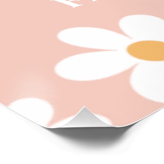 Daisy Retro Roze eerste verjaardag Welkom Perfect Poster (Hoek)