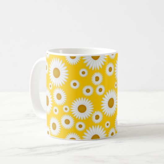 daisy retro sunshine yellow mok (Voorkant links)