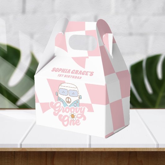 Daisy & Retro Van Pink Groovy Eén 1e Verjaardag Bedankdoosjes