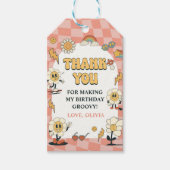 Daisy & Retro Van Pink Groovy Eén 1e Verjaardag Cadeaulabel (Voorkant)