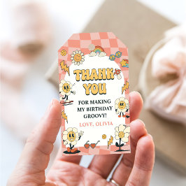 Daisy & Retro Van Pink Groovy Eén 1e Verjaardag Cadeaulabel