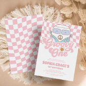 Daisy & Retro Van Pink Groovy Eén 1e Verjaardag Kaart