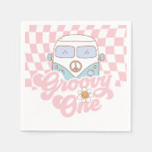 Daisy & Retro Van Pink Groovy Eén 1e Verjaardag Servet (Voorkant)