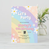 Daisy Retro Verjaardag Uitnodiging (Staand voorkant)