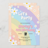 Daisy Retro Verjaardag Uitnodiging (Voorkant / Achterkant)
