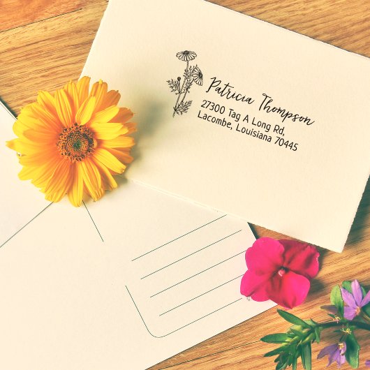 Daisy Return-adres, eenvoudig botanisch Rubberstempel