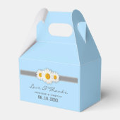 Daisy Ribbon - Dank u Bruiloft Favor Box - Blauw Bedankdoosjes (Voorkant Zijde)