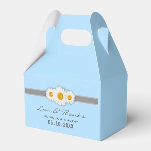 Daisy Ribbon - Dank u Bruiloft Favor Box - Blauw Bedankdoosjes (Voorkant Zijde)