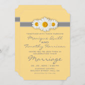 Daisy Ribbon - Geel grijs en wit huwelijk Kaart (Voorkant / Achterkant)