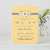 Daisy Ribbon - Geel Grijs & Wit Vrijgezellenfeest Kaart (Staand voorkant)