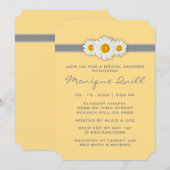 Daisy Ribbon - Geel Grijs & Wit Vrijgezellenfeest Kaart (Voorkant / Achterkant)