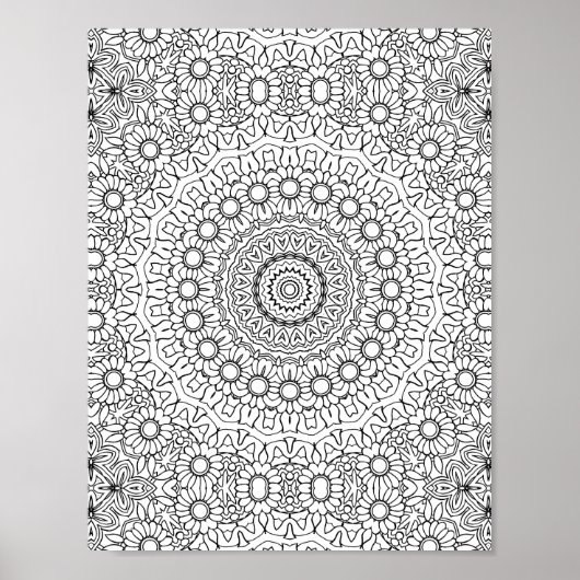 Daisy Ring Mandala Coloring Page Detailed Artwork Poster (Voorkant)