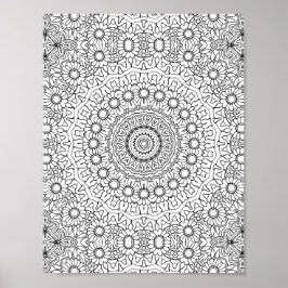 Daisy Ring Mandala Kleurplaat Gedetailleerde Kunst Poster