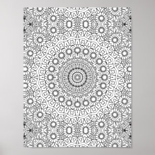 Daisy Ring Mandala Kleurplaat Gedetailleerde Kunst Poster