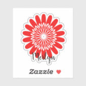 Daisy Rode Bloem Bloem Aangepaste Naam Aangepast Sticker (Vel)