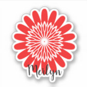 Daisy Rode Bloem Bloem Aangepaste Naam Aangepast Sticker (Voorkant)