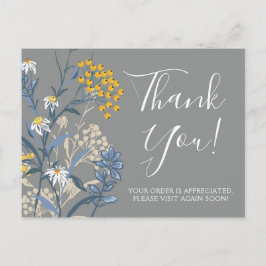 Daisy Rowan Navy & Yellow Botanical Bedankt Briefkaart