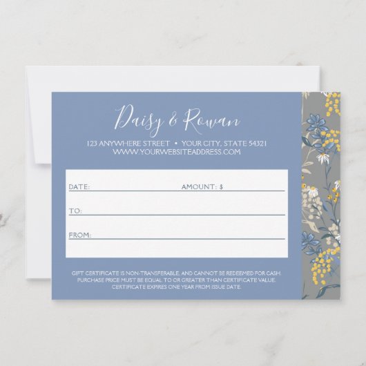 Daisy & Rowan Wildbloemen Cadeaucertificaat Kaart (Achterkant)