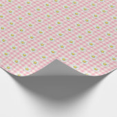 Daisy Rows on Pink Gingham Cadeaupapier (Hoek)