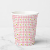 Daisy Rows on Pink Gingham Papieren Bekers (Links)