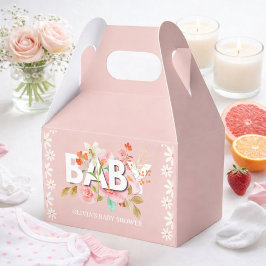 Daisy roze Baby bloem kalligrafie Baby shower Bedankdoosjes