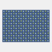 Daisy Roze Blauw Bloemen Groen Blad Patroon Inpakpapier Vel (Voorkant 2)