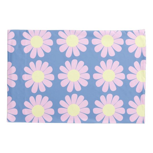Daisy roze blauw monogram kussensloop (Achterkant)