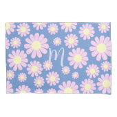 Daisy roze blauw monogram kussensloop (Voorkant)