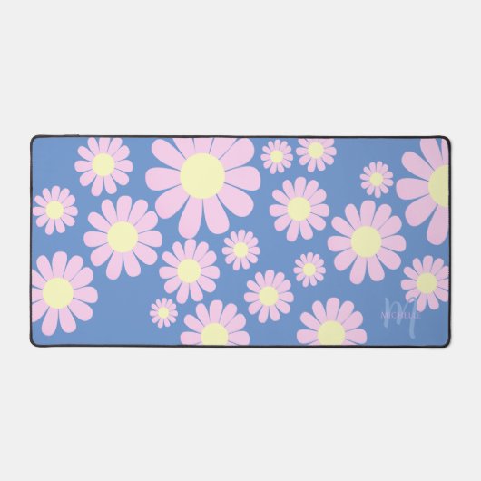 Daisy Roze Blauwe Bureaumat (Voorkant)