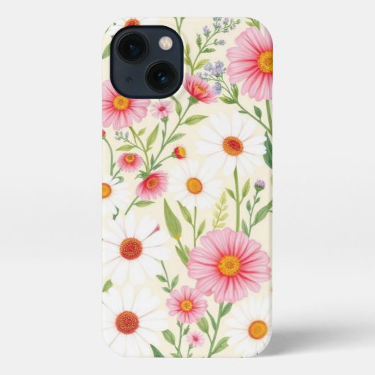 Daisy & Roze Bloemen Patroon Telefoonhoes iPhone Hoesje (Achterkant)
