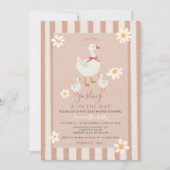 Daisy Roze Gestreepte Schattigee Little Gosling Ba Kaart (Voorkant)