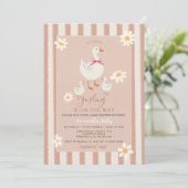 Daisy Roze Gestreepte Schattigee Little Gosling Ba Kaart (Staand voorkant)