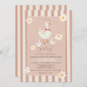 Daisy Roze Gestreepte Schattigee Little Gosling Ba Kaart (Voorkant / Achterkant)