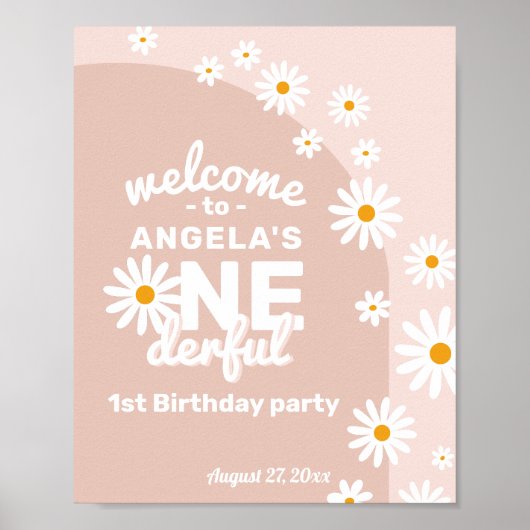 Daisy roze juffrouw 1 geboorte poster (Voorkant)