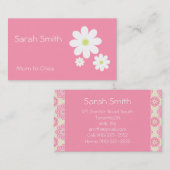 Daisy (roze) Mammie Roze Roepkaart Contactkaartje (Voorkant / Achterkant)