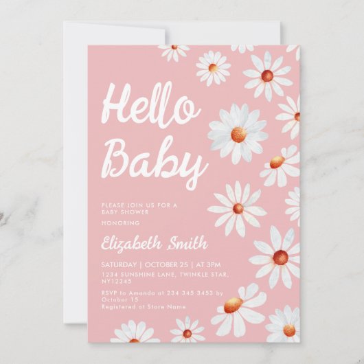 Daisy Roze Meisje Baby shower Kaart (Voorkant)