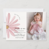 Daisy Roze Meisje Eerste Verjaardag Party Foto Kaart (Voorkant)