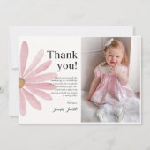 Daisy Roze Meisje Eerste Verjaardagsfeest Foto Bedankkaart (Voorkant)