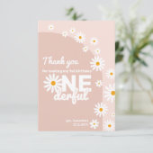 Daisy roze Miss Verederful 1e verjaardag Bedankkaart (Staand voorkant)