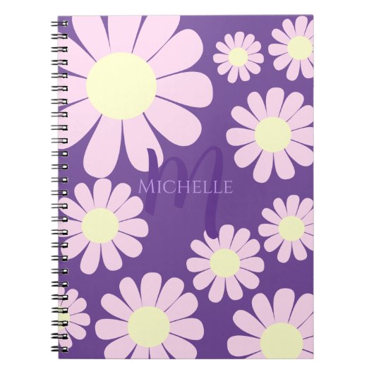 Daisy Roze Paarse Monogram Notitieboek (Voorkant)