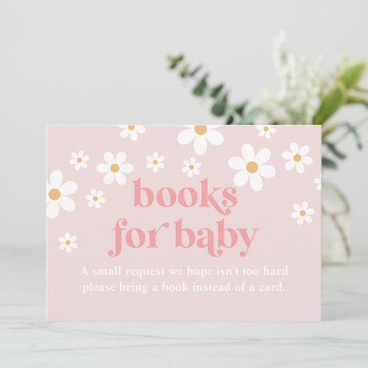 Daisy Roze Retro Baby Shower Boeken voor Baby kaar Kaart (Staand voorkant)